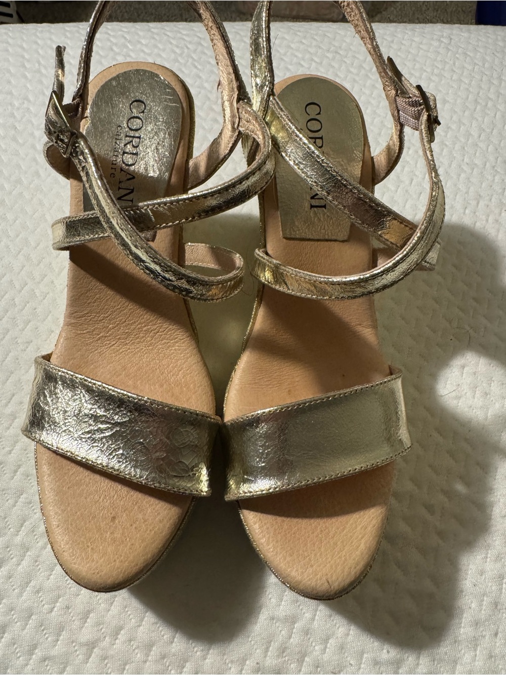 Cordani Metallic Gold Open-Toe Strappy Sandals